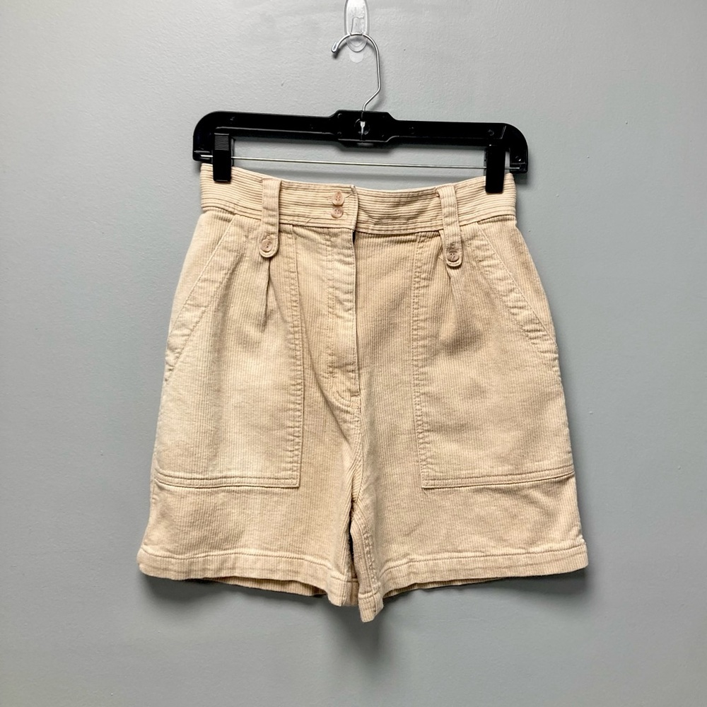 Vintage Terramar Grass Roots Tan Corduroy High Waisted Shorts Beige Cotton Sz 10